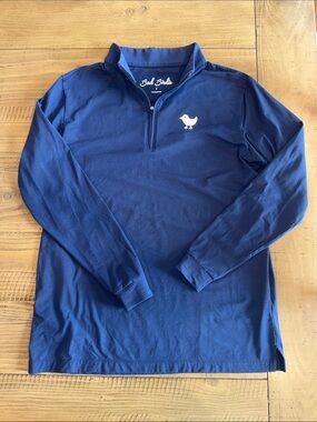 Bad Birdie Navy Blue Quarter-Zip Pullover with White Bird Logo